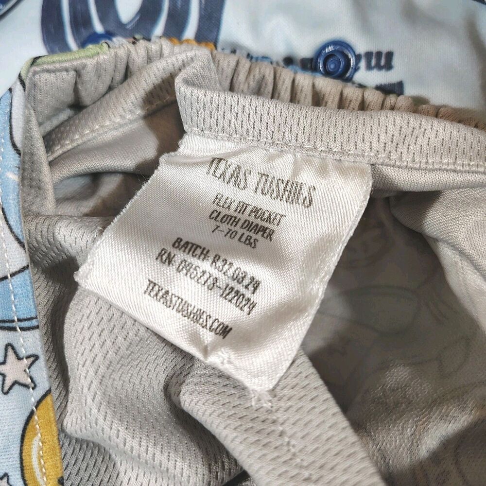 Texas Tushies Flex Fit Reusable Pocket Diaper Lot of 6 With Inserts 7-70lbs - Picture 6 of 13